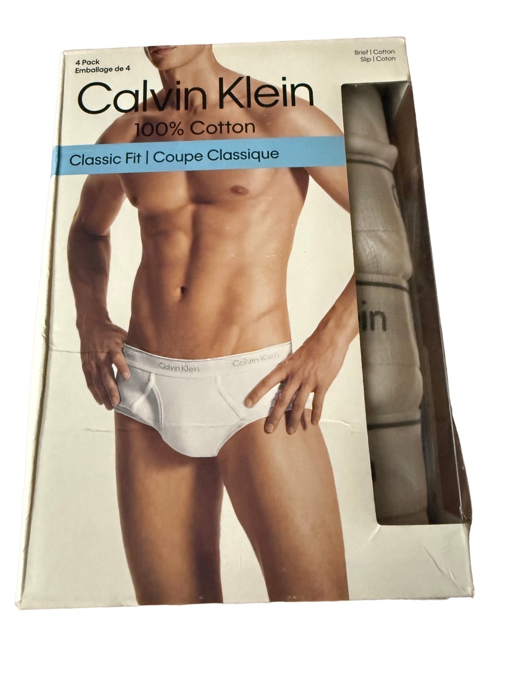 Calvin Klein Classic Fit 100% Cotton Men's Briefs - White (4 Pack) Medium New